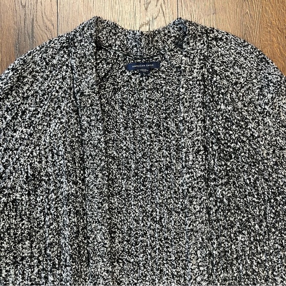 American Eagle | Black and White Marled Open Knit Open Cardigan Sweater SZ MED - Picture 3 of 6